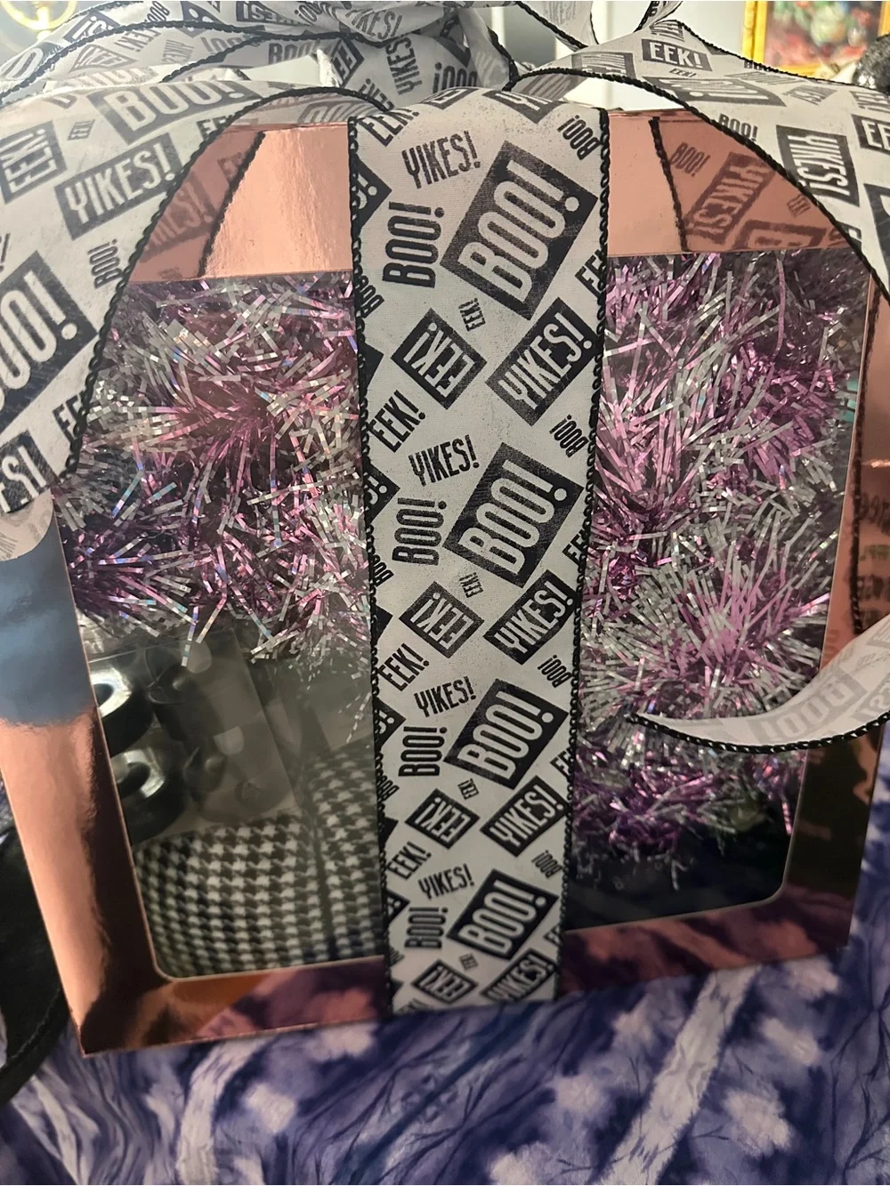 Halloween Mystery Box with Black & White Ribbon - decorations and crafting